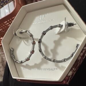 BP Silver and Red Hoop Earrings